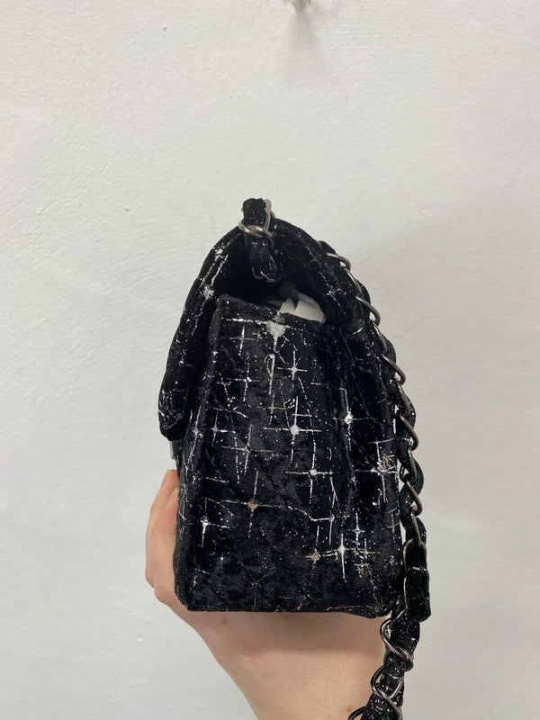 Silvy Fabulous Borsa Ecopelle Black & Silver Sparkle Handbag NC001