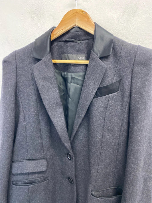 Fabulous next grey overcoat wool blend UK 16 JB005