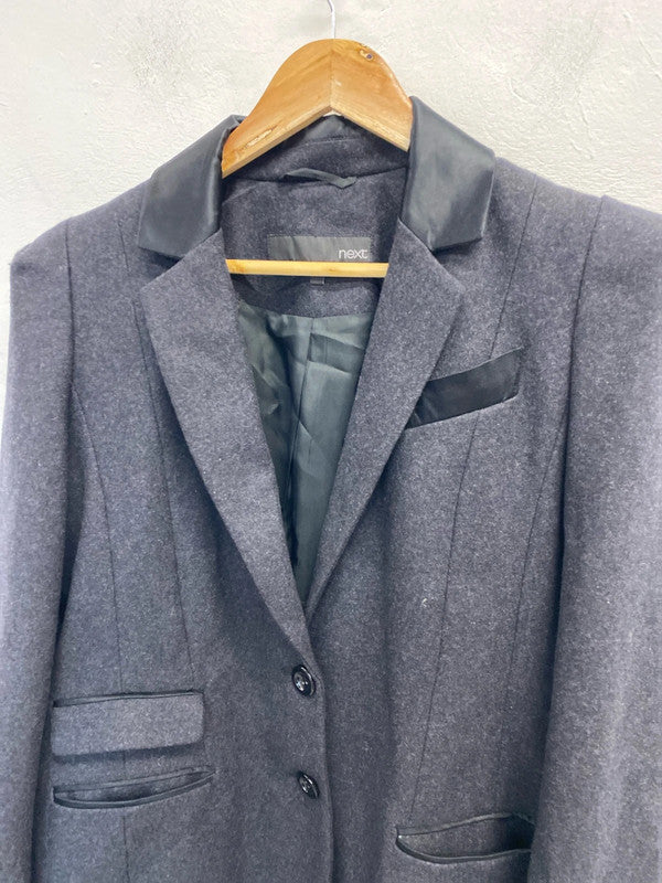 Fabulous next grey overcoat wool blend UK 16 JB005