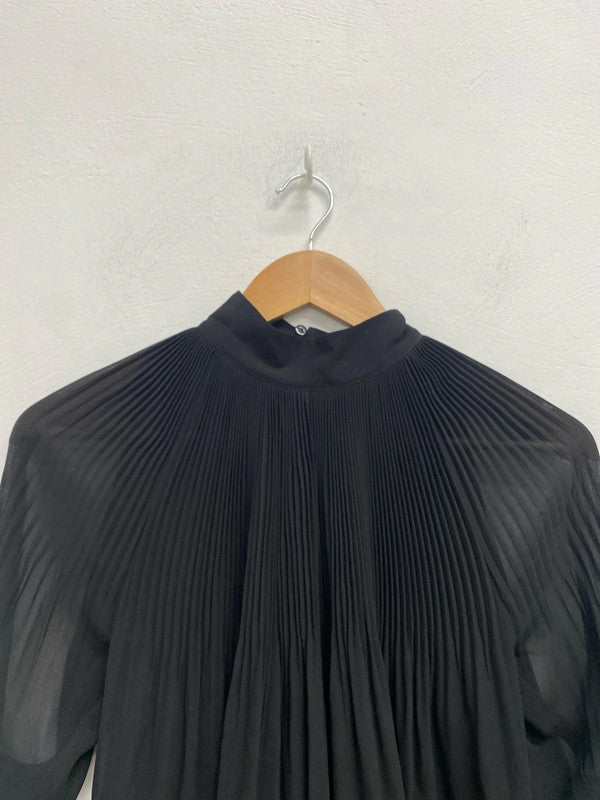 Lovely river island pleated black tunic with cut out shoulder UK 8 KM004