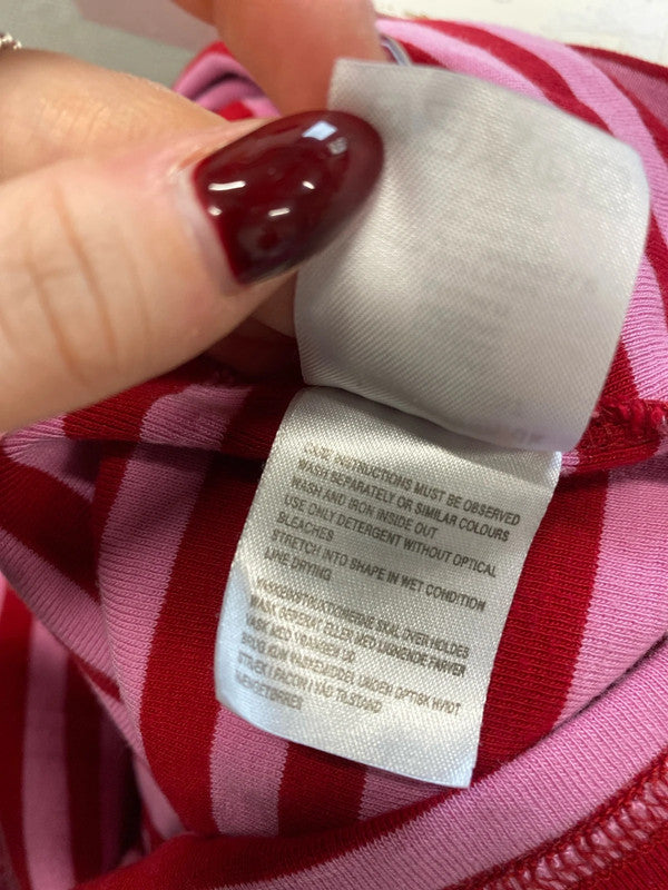 Stunning redgreen pink stripe long sleeve top UK L MM005
