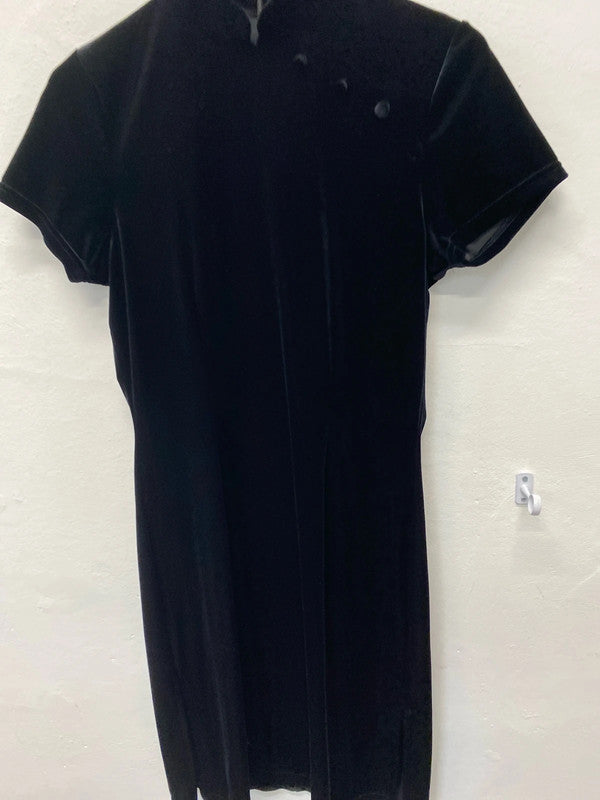 Fabulous oriental style mini black dress Uk12 Vintage George MM005