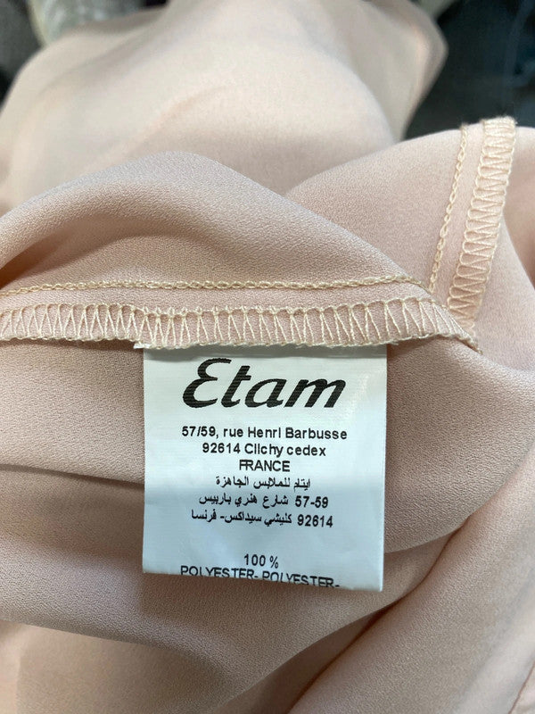 Lovely Etam beige pussy bow lightweight blouse UK 12 JB003