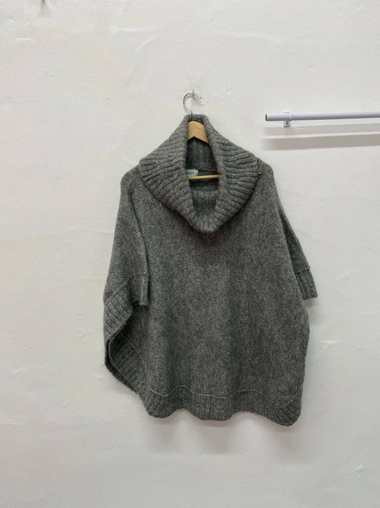 Papaya Grey mohair blend poncho one size super cosy MM005