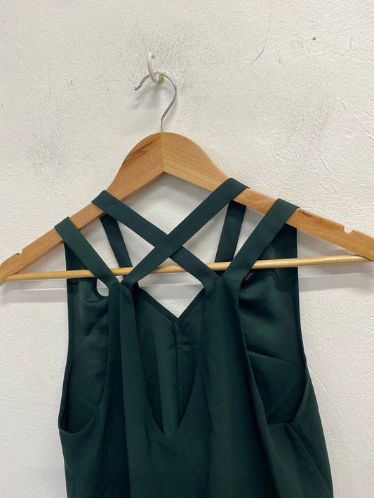 Stunning river island green cross neck cami UK S KM004