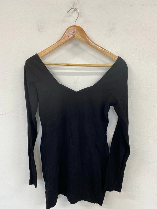 Topshop Sleek Black Mini Dress UK 12 NN001