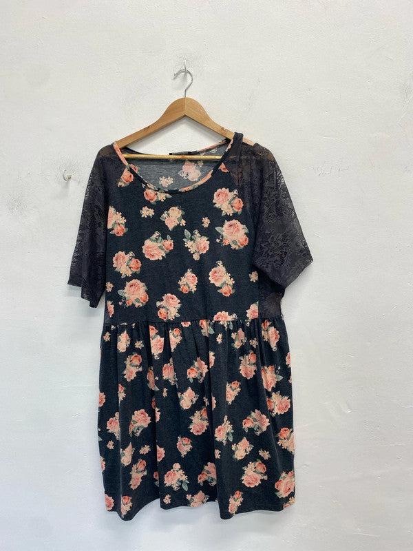 Lovely George grey rose floral dress UK 24 NC001