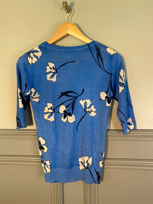 Fabulous Cashmere Floral royal blue jumper from Crumpet UkS KR002
