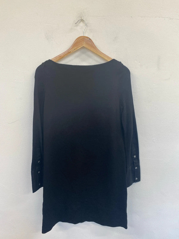 Cos Elegant Black Boat Neck Tunic Dress Size S JP001