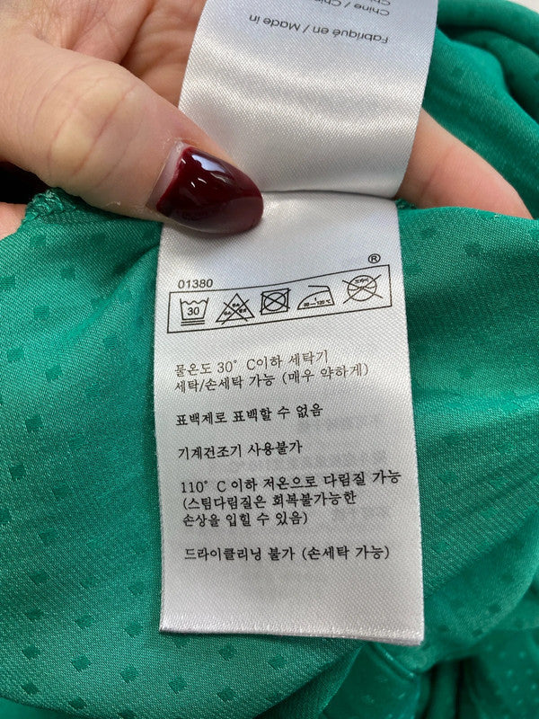 Lovely bonob jeans green spotted blouse UK L JB003