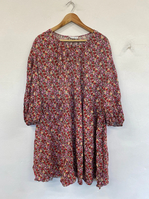 Primark Gorgeous Ditsy Pink Floral Smock Dress UK 20 IM001