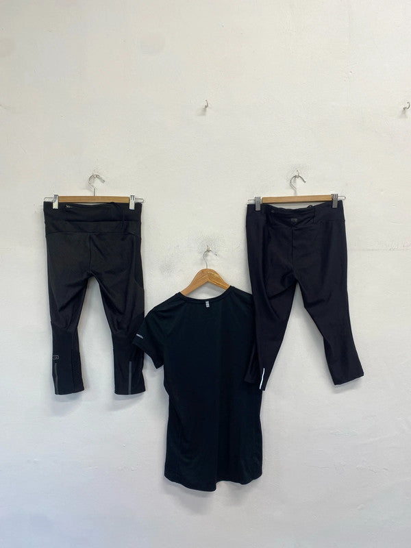 Fabulous trio of gym clothing Nike cropped leggings active tshirt #39 UK M LD003