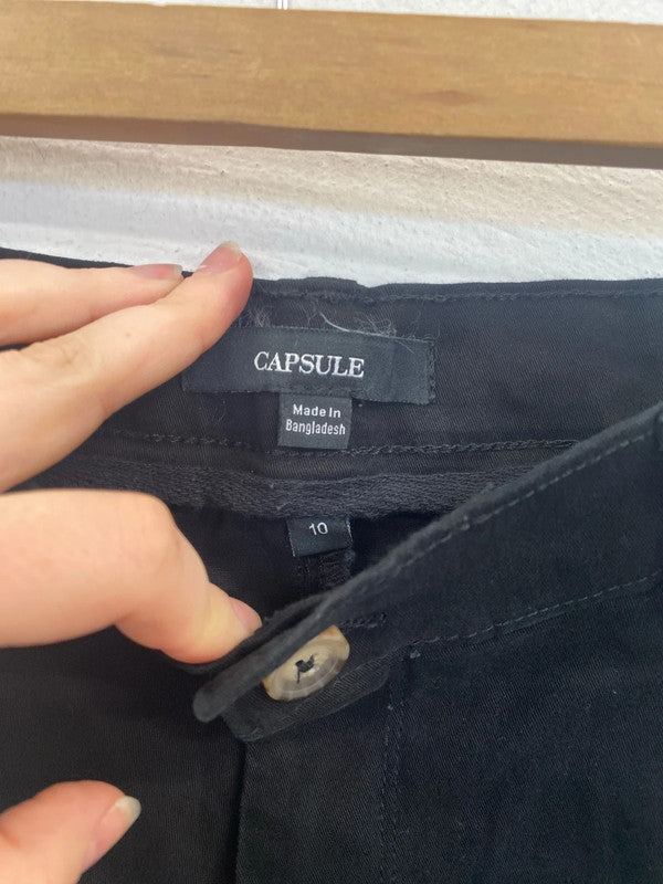 Capsule Stylish Black Chino Shorts UK 10 AO001