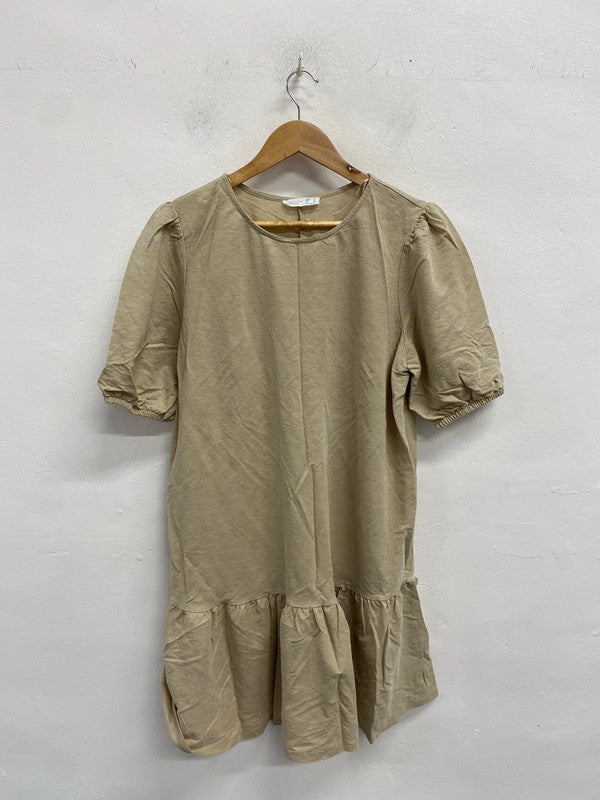 Stunning boho chic neutral colour smock dress Uk16 CR002