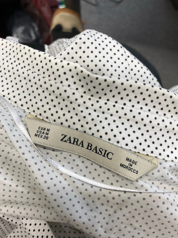 Stunning zara white black spotted shirt UK M JB001