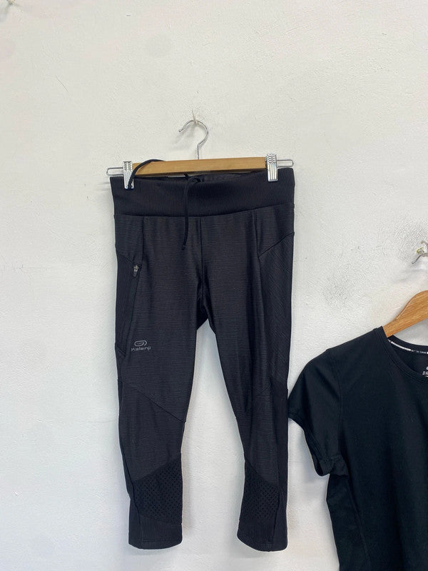 Fabulous trio of gym clothing Nike cropped leggings active tshirt #39 UK M LD003