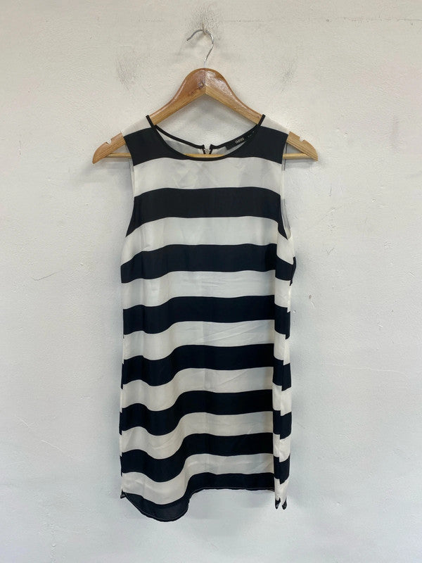 Oasis Chic Black & White Stripe Mini Dress UK 12 NN001