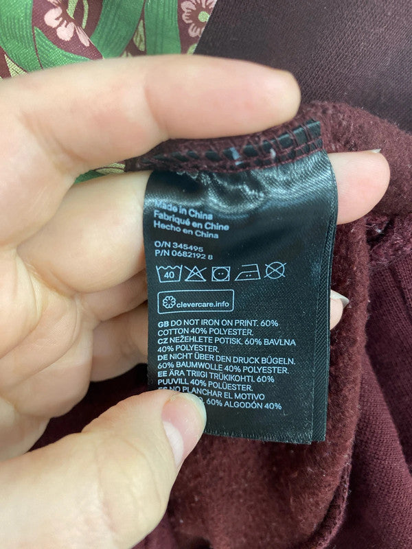 H&M X Morris & Co Elegant Burgundy Artsy Sweatshirt Size XL RG021