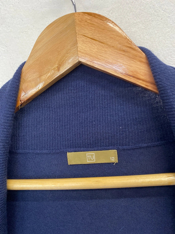 Lovely tu longline navy cardigan UK 12 GK002