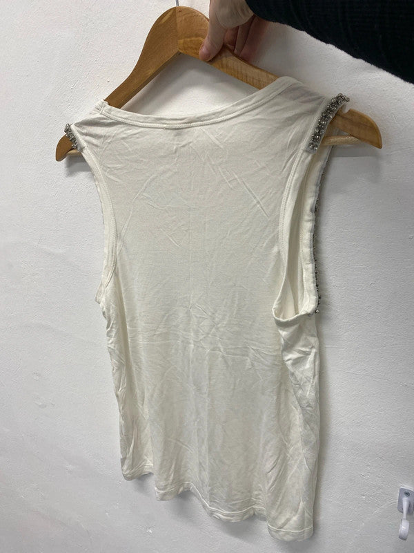Fabulous Cream tank top from River Island embellished Uk10 JB001