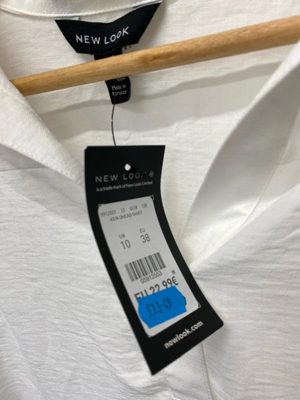 Fabulous New Look white oversized smock shirt arty boho Uk10 LC