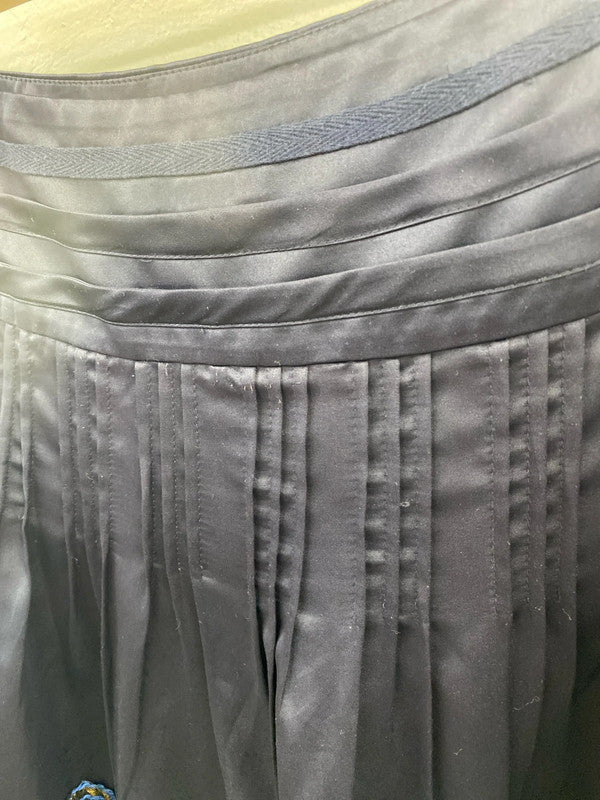 Monsoon Fabulous Navy Satin Embroidered Floral Mini Skirt UK 8 AG006