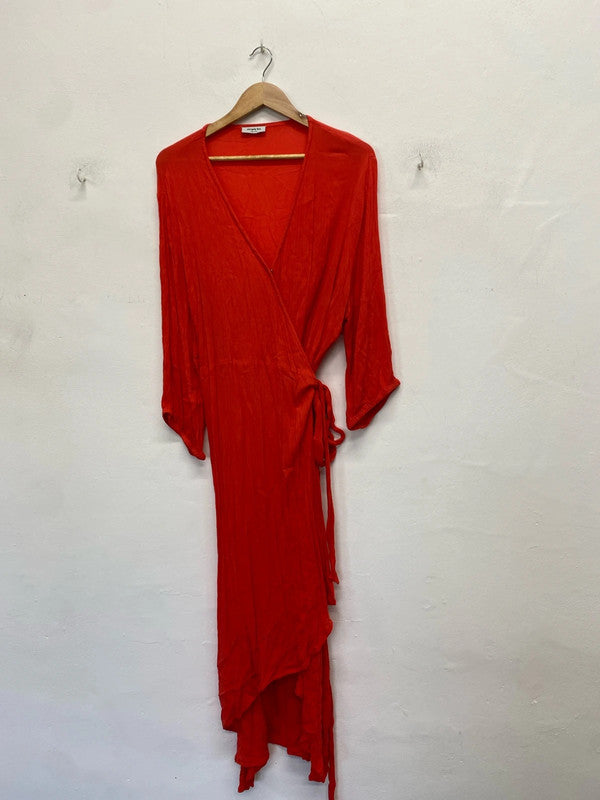 Lovely simply be coral lightweight wrap dress UK 24 NC001