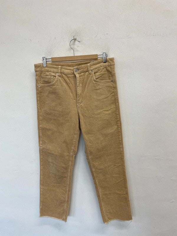 Lovely H&M sand beige cream cord trousers UK 18 KM003