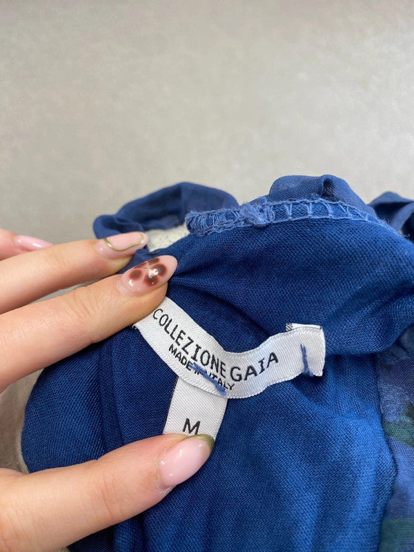 Lovely collezione gaia silk navy floral dress UK M MM005