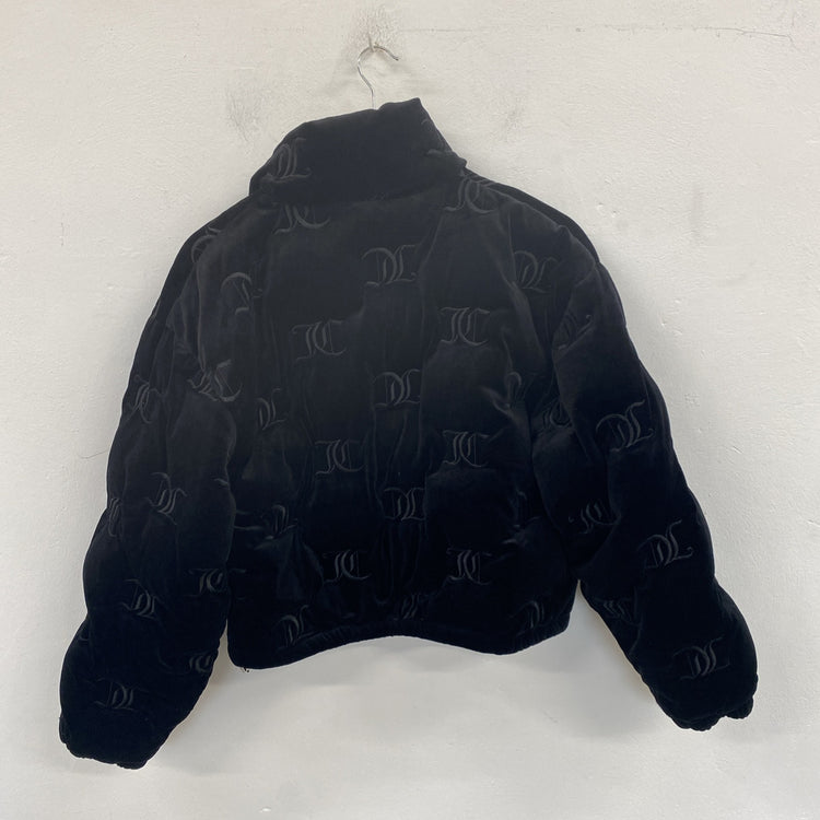 Juicy Couture Madeline Mono Black Velvet Puffer Jacket Size XS SD002