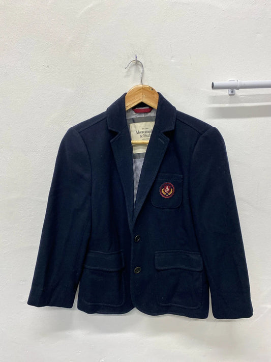 Super 3/4 sleeve wool blend blazer by Abercrombie & Fitch UkL navy AO001