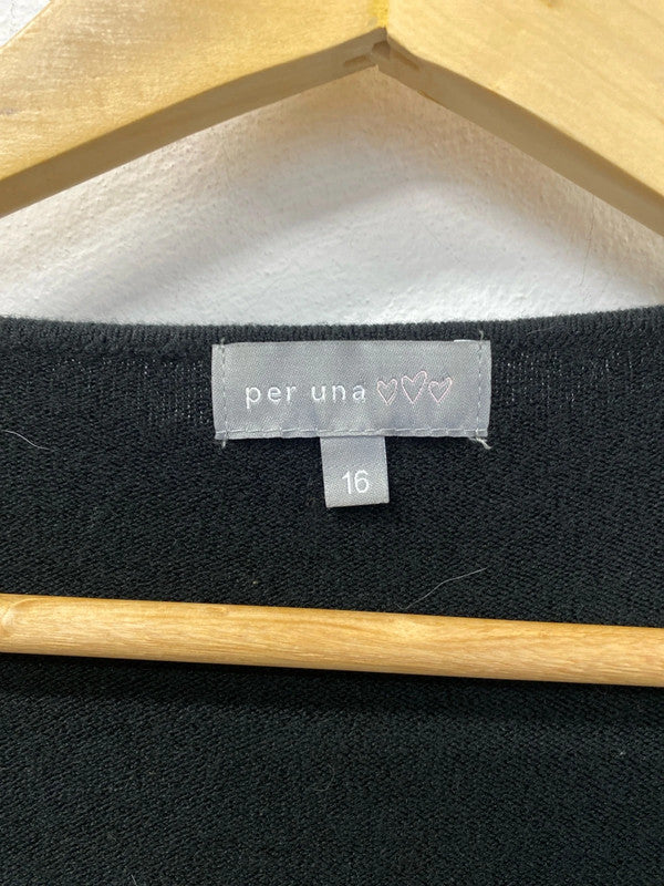 Fabulous Per Una black cardigan with stunning floral design uk 16 KD001