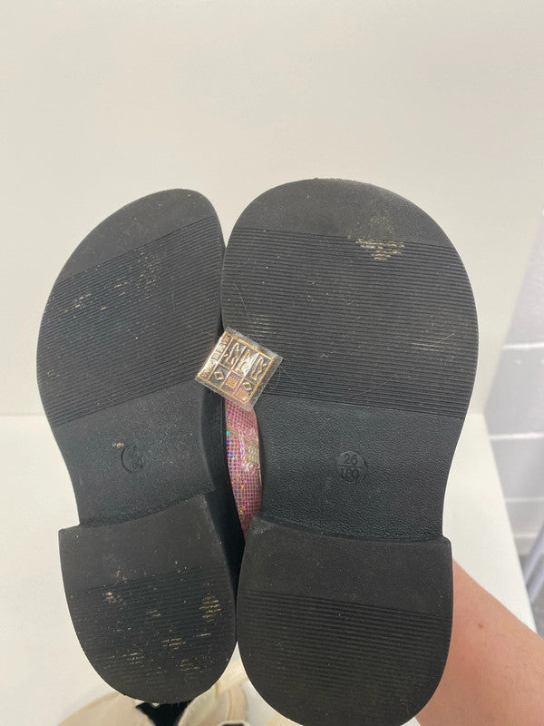 Fabulous bundle 5 Duo of girls ankle boots sparkly pink & cream uk26 JS005