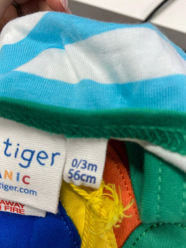 Lovely boys baby grow Toby tiger rainbow blue stripe 0-3 month RA001
