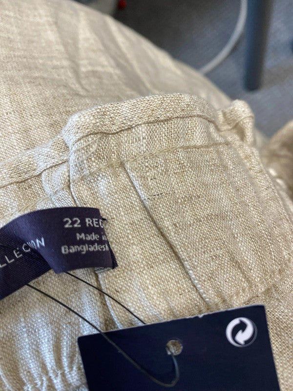 Fabulous linen natural flax shorts drawstring waist Uk22 RM002