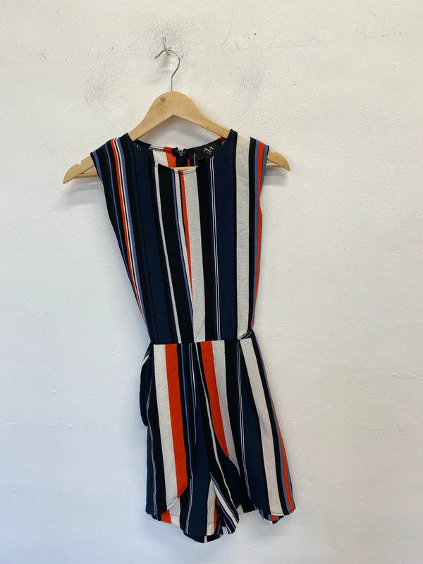 Fab A X Paris striped Playsuit sunset vibes Uk14 crepe GW001