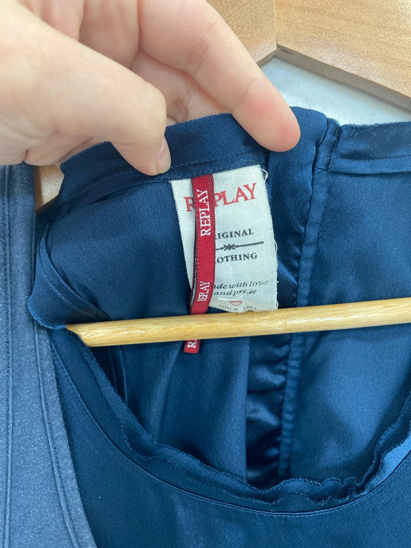 Replay Stylish Sea Green Layered Vest Top Size S SW001