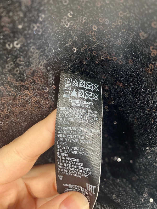 Autograph Glitzy Black Sequin Sweatshirt UK 12 JP001