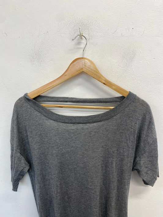 Lovely grey low back dress silk linen UK 10 LH002