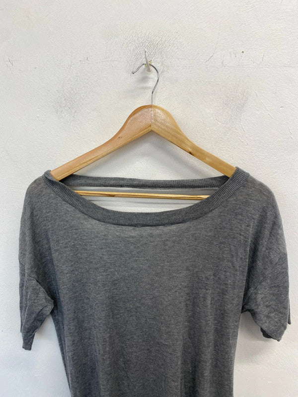 Lovely grey low back dress silk linen UK 10 LH002