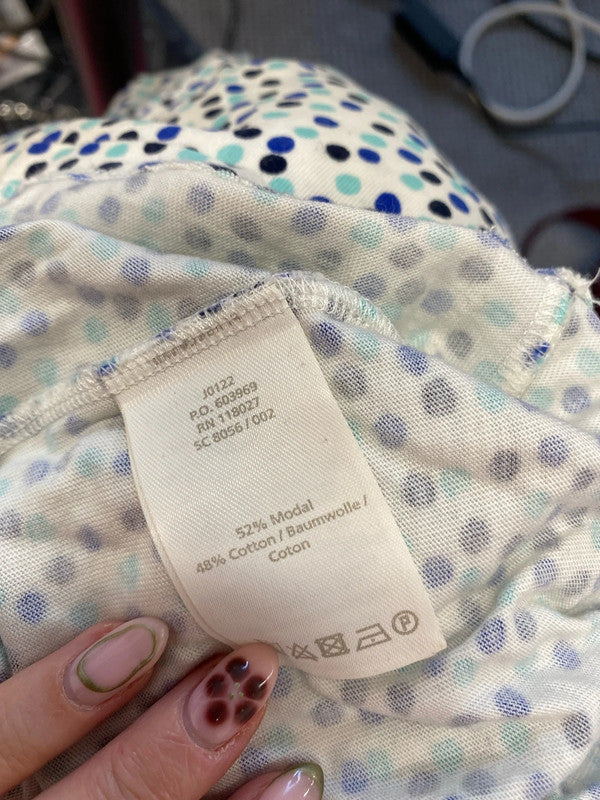 Lovely Boden white blue spotted midi dress UK 14 large WS001