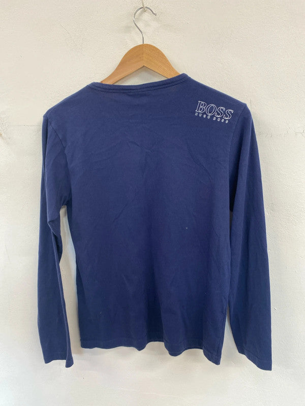 Hugo Boss classic long sleeve t-shirt blue logo print M SD001