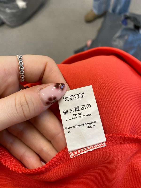 Lovely river island strapless coral pencil dress UK 6 HDR01