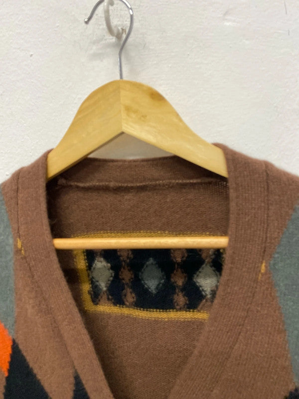 Fabulous vintage cardigan argyle pattern 70% Lambswool MM005