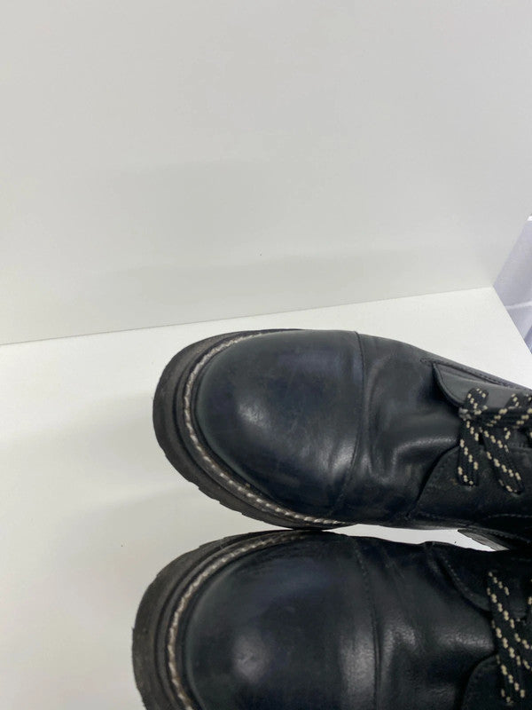 Fabulous Black leather Joules stomper boots Uk4 YTH01