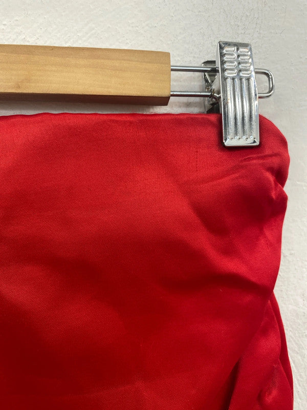 Zara Fabulous Red Satin Asymmetric Mini Skirt Size XS SD002