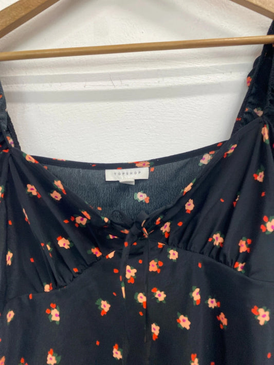 Lovely Topshop floral ditsy top black red UK 12 LB004