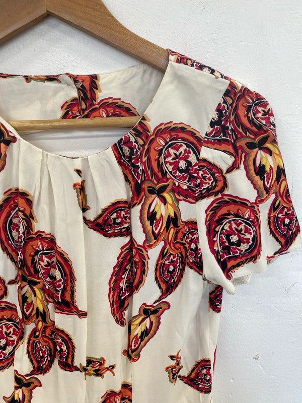 Redherring Elegant Cream & Red Paisley Mini Dress UK 12 SW001