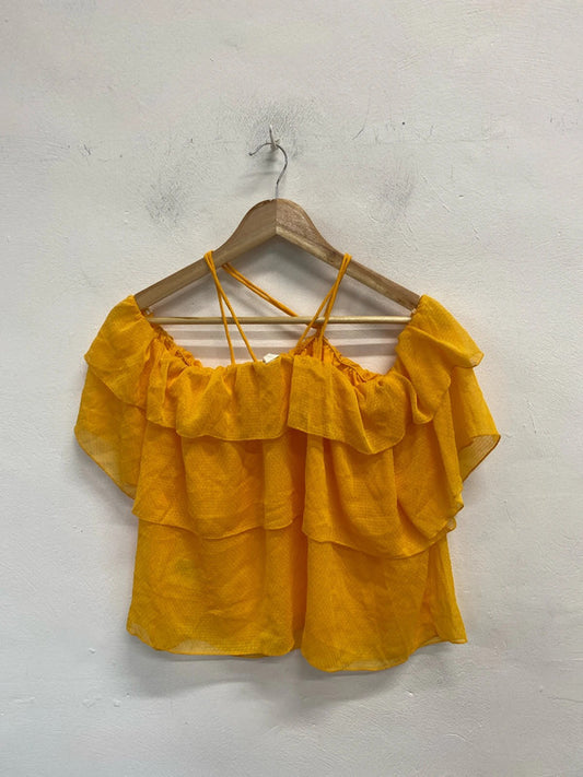 Lovely h&m Orange tiered cross back top UK 12 JB001