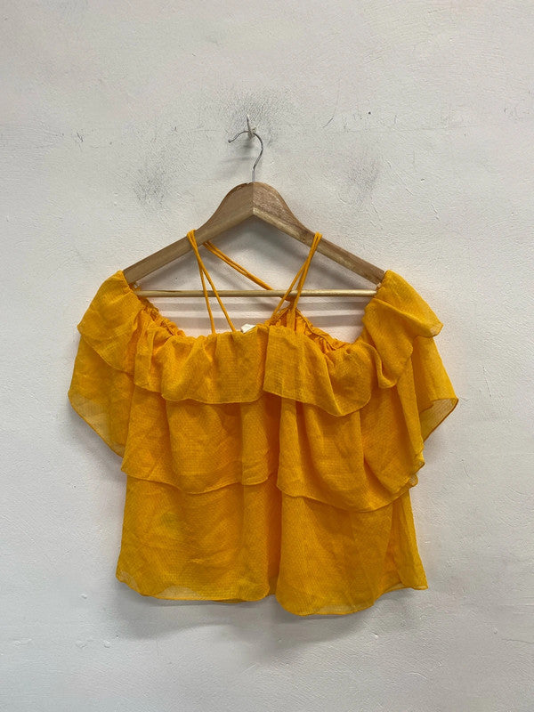 Lovely h&m Orange tiered cross back top UK 12 JB001